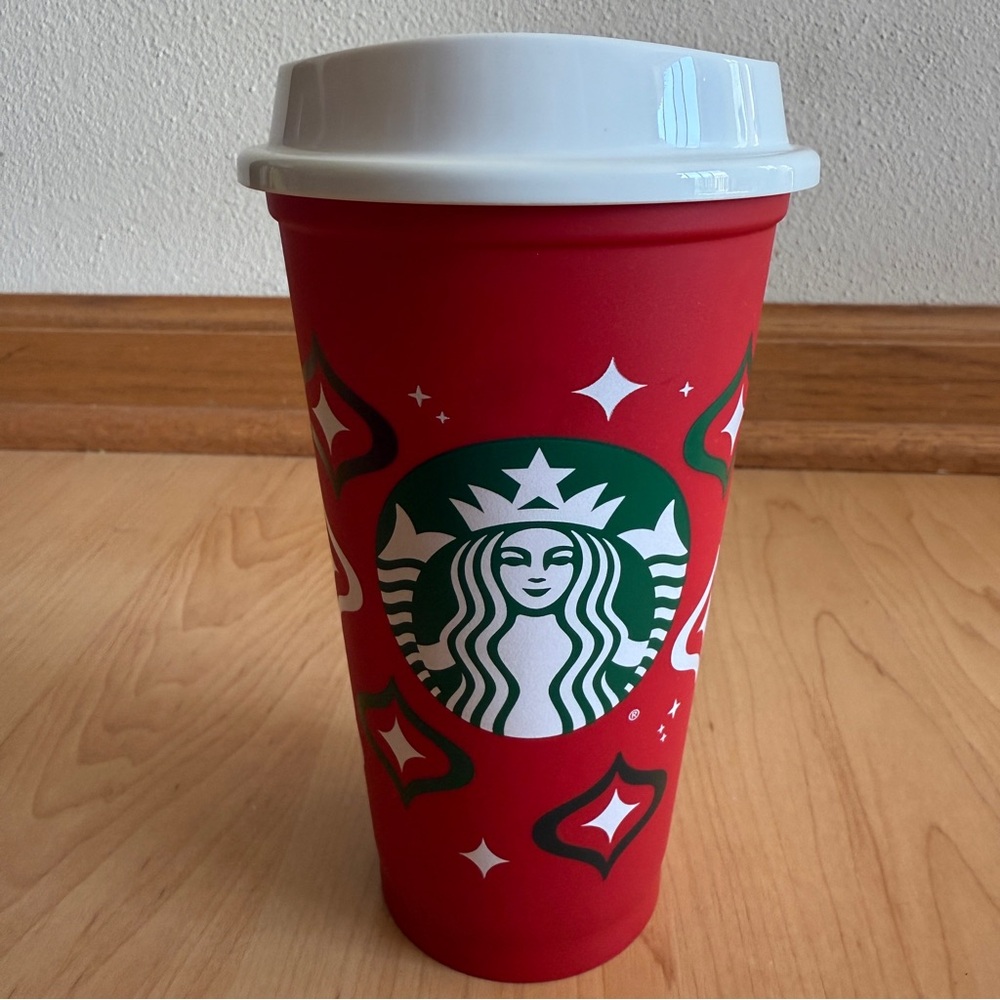 Starbucks 2023 Christmas Holiday Red 16-Ounce Reusable Plastic Travel Cup w/ Lid